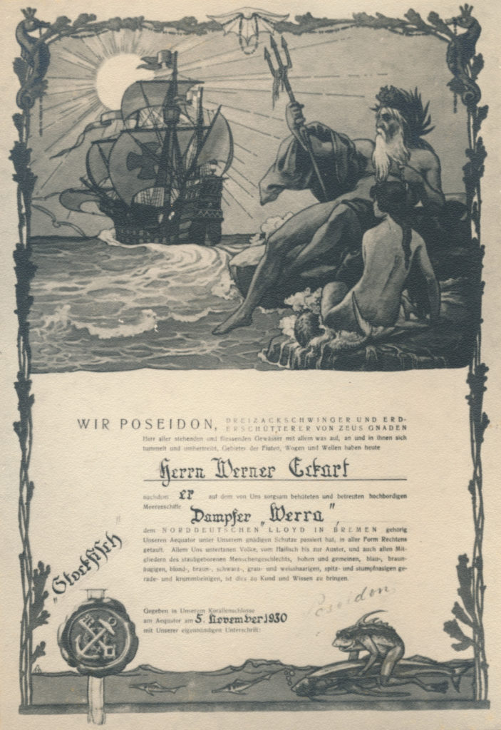 Taufurkunde Poseidon für Werner Eckart